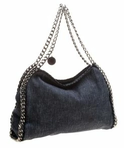 Outlet 👏 Stella McCartney Black Denim Falabella Shopper Tote For 👩 Women ❤️ -Stella McCartney Shop luxury women stella mccartney used handbags p126522 003
