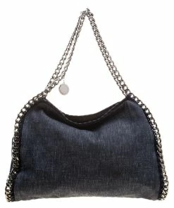 Outlet 👏 Stella McCartney Black Denim Falabella Shopper Tote For 👩 Women ❤️ -Stella McCartney Shop luxury women stella mccartney used handbags p126522 004