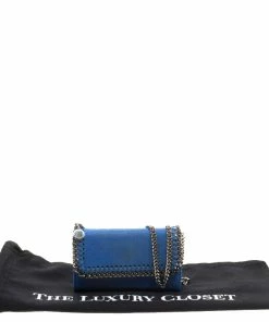 Best Pirce ⭐ Stella McCartney Blue Faux Suede Falabella Phone Wallet On Chain For 👩 Women 🔔 -Stella McCartney Shop luxury women stella mccartney used handbags p134571 009