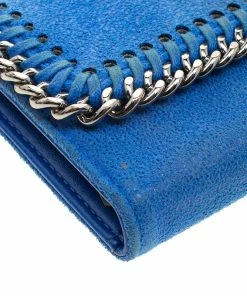 Best Pirce ⭐ Stella McCartney Blue Faux Suede Falabella Phone Wallet On Chain For 👩 Women 🔔 -Stella McCartney Shop luxury women stella mccartney used handbags p134571 010