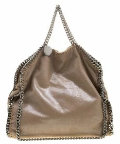 Top 10 😀 Stella McCartney Dark Beige Faux Leather Falabella Fold Over Tote For 👩 Women 🌟