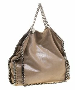 Top 10 😀 Stella McCartney Dark Beige Faux Leather Falabella Fold Over Tote For 👩 Women 🌟 -Stella McCartney Shop luxury women stella mccartney used handbags p136125 003