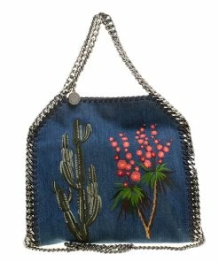 Deals ✔️ Stella McCartney Blue Denim Embroidered Mini Falabella Tote For 👩 Women 🌟