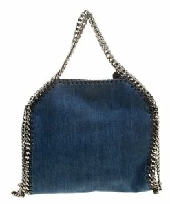 Deals ✔️ Stella McCartney Blue Denim Embroidered Mini Falabella Tote For 👩 Women 🌟 -Stella McCartney Shop luxury women stella mccartney used handbags p139410 0005