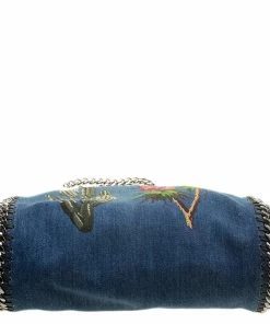 Deals ✔️ Stella McCartney Blue Denim Embroidered Mini Falabella Tote For 👩 Women 🌟 -Stella McCartney Shop luxury women stella mccartney used handbags p139410 0007