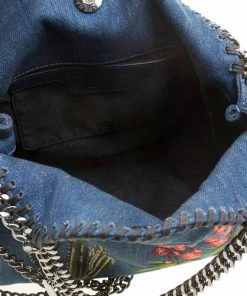 Deals ✔️ Stella McCartney Blue Denim Embroidered Mini Falabella Tote For 👩 Women 🌟 -Stella McCartney Shop luxury women stella mccartney used handbags p139410 0008