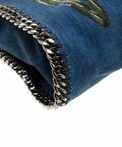 Deals ✔️ Stella McCartney Blue Denim Embroidered Mini Falabella Tote For 👩 Women 🌟 -Stella McCartney Shop luxury women stella mccartney used handbags p139410 0011