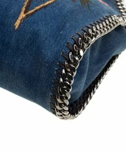Deals ✔️ Stella McCartney Blue Denim Embroidered Mini Falabella Tote For 👩 Women 🌟 -Stella McCartney Shop luxury women stella mccartney used handbags p139410 0012
