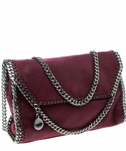 Cheapest ❤️ Stella McCartney Burgundy Faux Leather Falabella Shoulder Bag For 👩 Women ⭐ -Stella McCartney Shop luxury women stella mccartney used handbags p146004 003