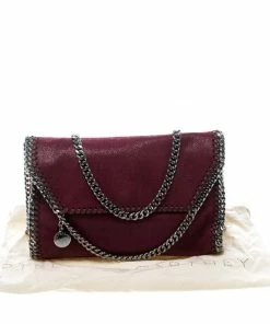 Cheapest ❤️ Stella McCartney Burgundy Faux Leather Falabella Shoulder Bag For 👩 Women ⭐ -Stella McCartney Shop luxury women stella mccartney used handbags p146004 009