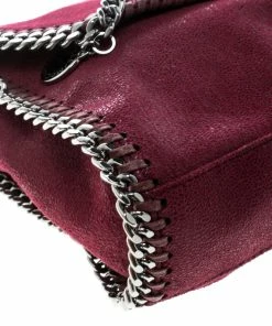 Cheapest ❤️ Stella McCartney Burgundy Faux Leather Falabella Shoulder Bag For 👩 Women ⭐ -Stella McCartney Shop luxury women stella mccartney used handbags p146004 010
