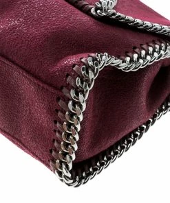 Cheapest ❤️ Stella McCartney Burgundy Faux Leather Falabella Shoulder Bag For 👩 Women ⭐ -Stella McCartney Shop luxury women stella mccartney used handbags p146004 011