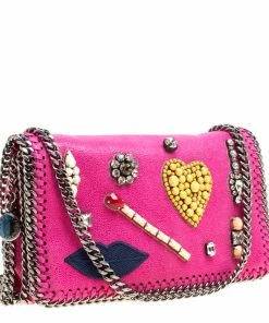 Cheapest 😉 Stella McCartney Pink Faux Leather Embellished Falabella Crossbody Bag For 👩 Women 😉 -Stella McCartney Shop luxury women stella mccartney used handbags p150135 0003