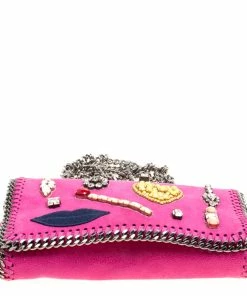 Cheapest 😉 Stella McCartney Pink Faux Leather Embellished Falabella Crossbody Bag For 👩 Women 😉 -Stella McCartney Shop luxury women stella mccartney used handbags p150135 0006