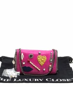 Cheapest 😉 Stella McCartney Pink Faux Leather Embellished Falabella Crossbody Bag For 👩 Women 😉 -Stella McCartney Shop luxury women stella mccartney used handbags p150135 0009