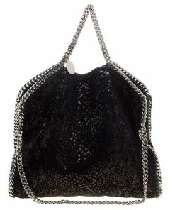 Promo 🛒 Stella McCartney Black Sequins And Velvet Small Falabella Tote For 👩 Women ⭐