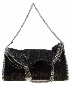 Promo 🛒 Stella McCartney Black Sequins And Velvet Small Falabella Tote For 👩 Women ⭐ -Stella McCartney Shop luxury women stella mccartney used handbags p159175 0003