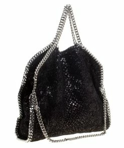 Promo 🛒 Stella McCartney Black Sequins And Velvet Small Falabella Tote For 👩 Women ⭐ -Stella McCartney Shop luxury women stella mccartney used handbags p159175 0004