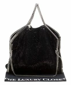 Promo 🛒 Stella McCartney Black Sequins And Velvet Small Falabella Tote For 👩 Women ⭐ -Stella McCartney Shop luxury women stella mccartney used handbags p159175 0010
