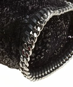 Promo 🛒 Stella McCartney Black Sequins And Velvet Small Falabella Tote For 👩 Women ⭐ -Stella McCartney Shop luxury women stella mccartney used handbags p159175 0011