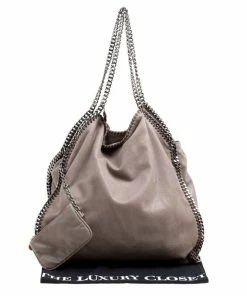 Best Sale 🎉 Stella McCartney Grey Faux Leather Large Falabella Tote For 👩 Women 🔔 -Stella McCartney Shop luxury women stella mccartney used handbags p165077 010