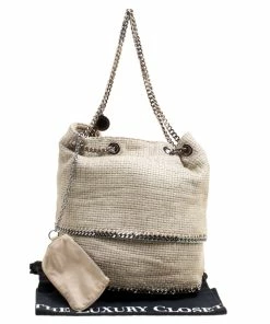 Flash Sale ❤️ Stella McCartney Beige Woven Fabric Bucket Tote For 👩 Women 🎁 -Stella McCartney Shop luxury women stella mccartney used handbags p165878 003