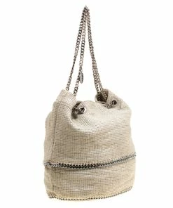 Flash Sale ❤️ Stella McCartney Beige Woven Fabric Bucket Tote For 👩 Women 🎁 -Stella McCartney Shop luxury women stella mccartney used handbags p165878 008