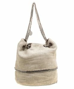 Flash Sale ❤️ Stella McCartney Beige Woven Fabric Bucket Tote For 👩 Women 🎁