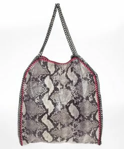 Promo 😉 Stella McCartney Animal Chalk Falabella Faux Snakeskin Tote For 👩 Women ⌛ -Stella McCartney Shop luxury women stella mccartney used handbags p16787 004