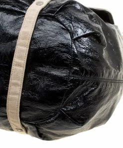 Discount 🤩 Stella McCartney Black Faux Patent Leather And Canvas Top Handle Bag For 👩 Women ⭐ -Stella McCartney Shop luxury women stella mccartney used handbags p168007 003