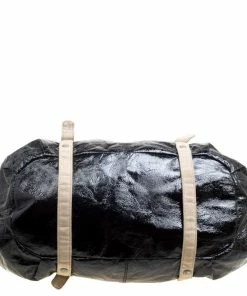 Discount 🤩 Stella McCartney Black Faux Patent Leather And Canvas Top Handle Bag For 👩 Women ⭐ -Stella McCartney Shop luxury women stella mccartney used handbags p168007 005