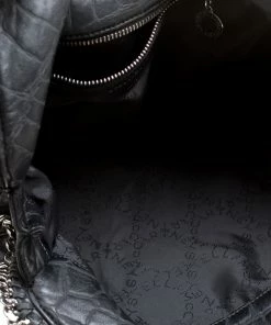 Wholesale 🌟 Stella McCartney Black Croc Embossed Faux Leather Small Falabella Tote For 👩 Women 🛒 -Stella McCartney Shop luxury women stella mccartney used handbags p170629 002