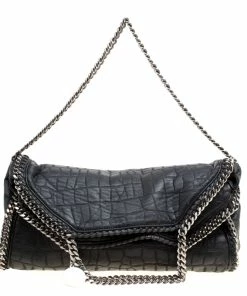 Wholesale 🌟 Stella McCartney Black Croc Embossed Faux Leather Small Falabella Tote For 👩 Women 🛒 -Stella McCartney Shop luxury women stella mccartney used handbags p170629 003