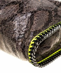Cheap ✨ Stella McCartney Taupe/Neon Green Faux-Python Falabella Tote Bag For 👩 Women 😍 -Stella McCartney Shop luxury women stella mccartney used handbags p183832 004