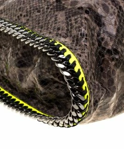 Cheap ✨ Stella McCartney Taupe/Neon Green Faux-Python Falabella Tote Bag For 👩 Women 😍 -Stella McCartney Shop luxury women stella mccartney used handbags p183832 005
