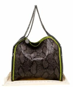 Cheap ✨ Stella McCartney Taupe/Neon Green Faux-Python Falabella Tote Bag For 👩 Women 😍 -Stella McCartney Shop luxury women stella mccartney used handbags p183832 011
