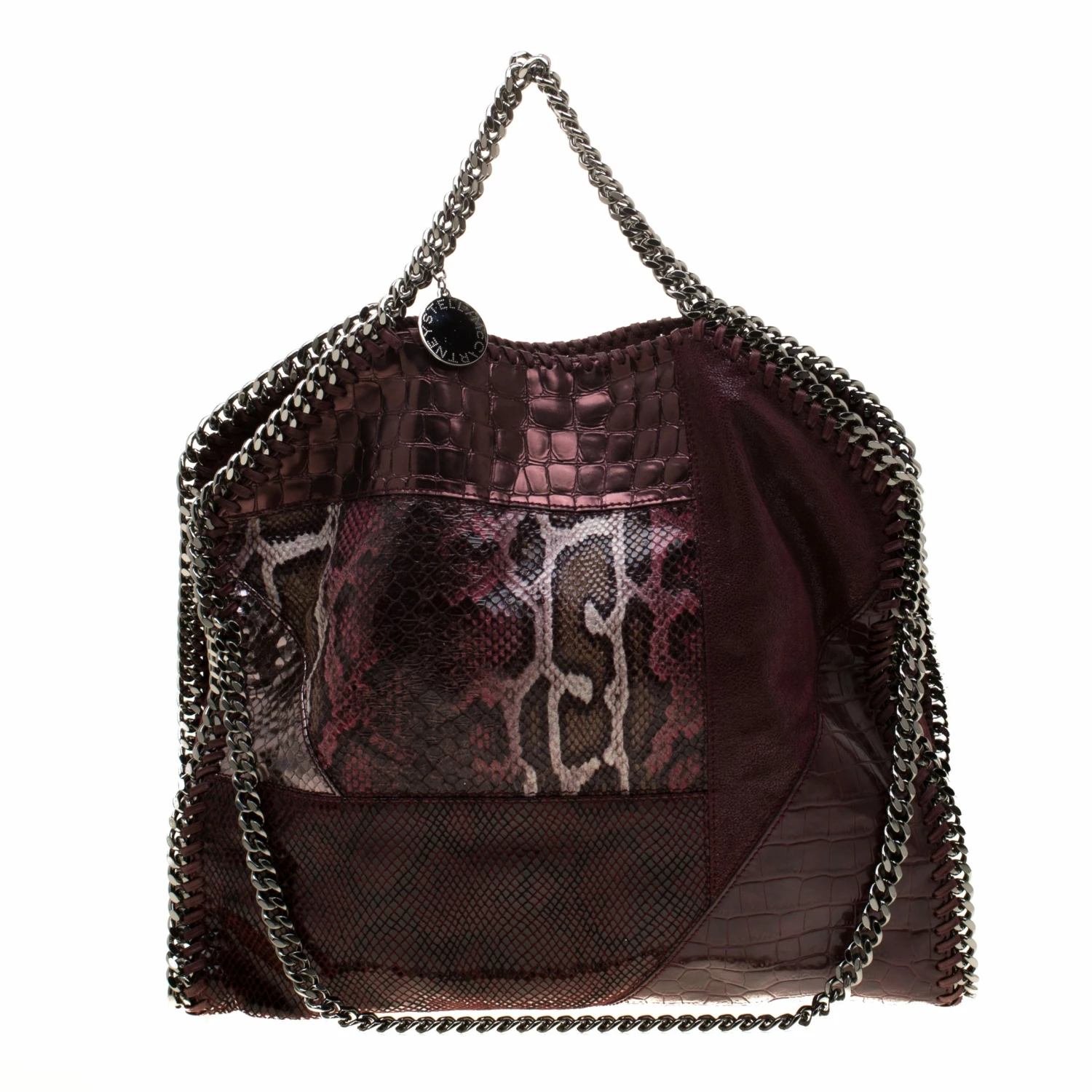 Wholesale โค๏ธ Stella McCartney Burgundy Faux-Python And Crocodile Embossed Leather Falabella Tote Bag For ๐ฉ Women ๐ 3 Wholesale โค๏ธ Stella McCartney Burgundy Faux-Python And Crocodile Embossed Leather Falabella Tote Bag For ๐ฉ Women ๐