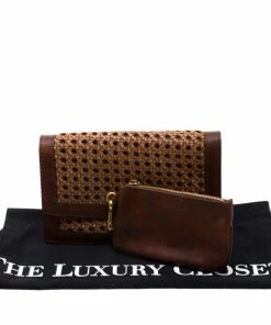 Hot Sale 👍 Stella McCartney Woven Faux Leather Flap Clutch For 👩 Women 🌟 -Stella McCartney Shop luxury women stella mccartney used handbags p194330 003