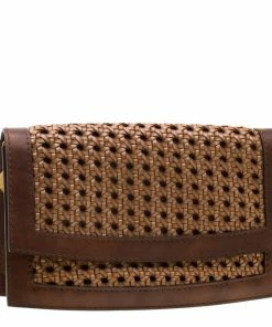 Hot Sale 👍 Stella McCartney Woven Faux Leather Flap Clutch For 👩 Women 🌟 -Stella McCartney Shop luxury women stella mccartney used handbags p194330 005