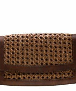 Hot Sale 👍 Stella McCartney Woven Faux Leather Flap Clutch For 👩 Women 🌟