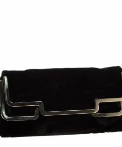 Discount ✨ Stella McCartney Black Velvet Metal Clutch For 👩 Women 🎉 -Stella McCartney Shop luxury women stella mccartney used handbags p194414 008