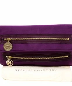 Wholesale 🔥 Stella McCartney Purple Satin Double Zip Clutch For 👩 Women 🎉 -Stella McCartney Shop luxury women stella mccartney used handbags p196978 008