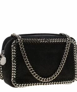Hot Sale ✨ Stella McCartney Black Shaggy Deer Faux Leather Falabella Crossbody Bag For 👩 Women 🎁 -Stella McCartney Shop luxury women stella mccartney used handbags p198677 008
