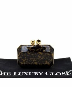 Discount 🎁 Stella McCartney Black/Brown Plexiglass Lucia Clutch For 👩 Women 🥰 -Stella McCartney Shop luxury women stella mccartney used handbags p200787 006