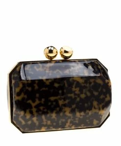 Discount 🎁 Stella McCartney Black/Brown Plexiglass Lucia Clutch For 👩 Women 🥰 -Stella McCartney Shop luxury women stella mccartney used handbags p200787 007