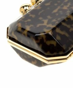 Discount 🎁 Stella McCartney Black/Brown Plexiglass Lucia Clutch For 👩 Women 🥰 -Stella McCartney Shop luxury women stella mccartney used handbags p200787 010