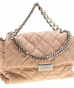 Hot Sale 🔥 Stella McCartney Beige Quilted Faux Leather Medium Beckett Chain Shoulder Bag For 👩 Women 🔥 -Stella McCartney Shop luxury women stella mccartney used handbags p204559 009