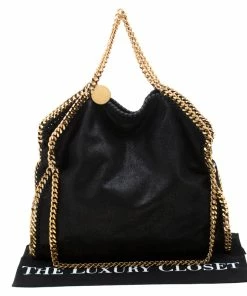 Discount ✨ Stella McCartney Black Faux Leather Medium Falabella Fold Over Tote For 👩 Women 💯 -Stella McCartney Shop luxury women stella mccartney used handbags p206386 005