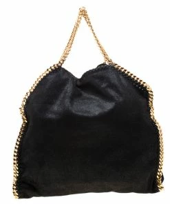 Discount ✨ Stella McCartney Black Faux Leather Medium Falabella Fold Over Tote For 👩 Women 💯 -Stella McCartney Shop luxury women stella mccartney used handbags p206386 006