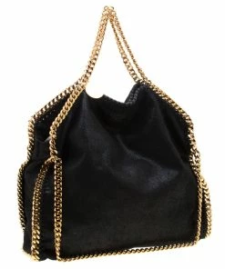 Discount ✨ Stella McCartney Black Faux Leather Medium Falabella Fold Over Tote For 👩 Women 💯 -Stella McCartney Shop luxury women stella mccartney used handbags p206386 008